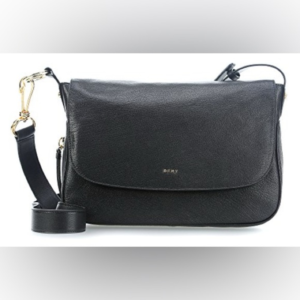 DKNY black leather crossbody bag
